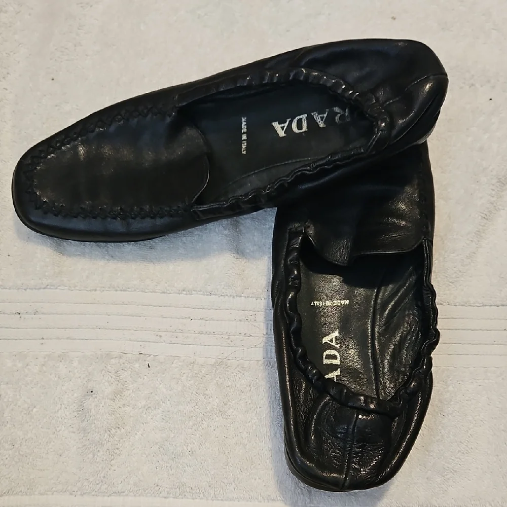 Prada Black Leather Slip-On Loafers - Picture 2 of 8